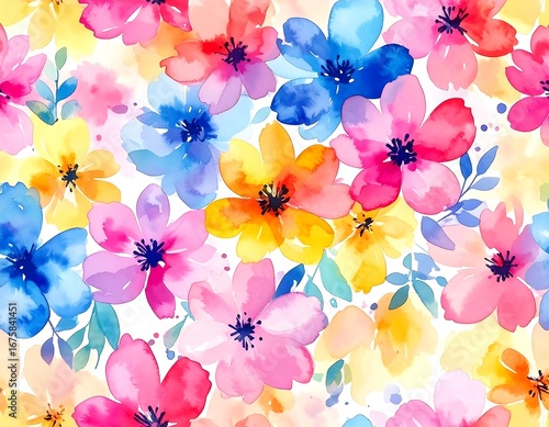Watercolor floral seamless pattern