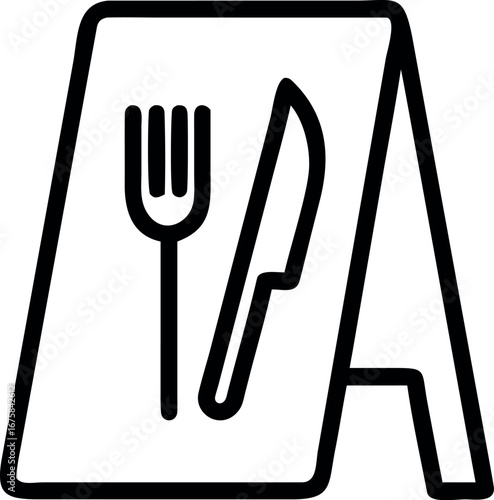 Vector art of aframe sign with fork and knife icon
