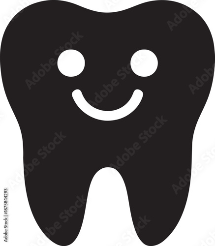 Baby tooth silhouette. Kids dentistry, milk tooth, child oral care, dental health, pediatric smile vector design.