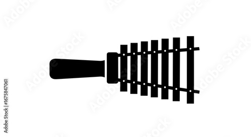 Simple Black Silhouette of a Wooden Xylophone.
