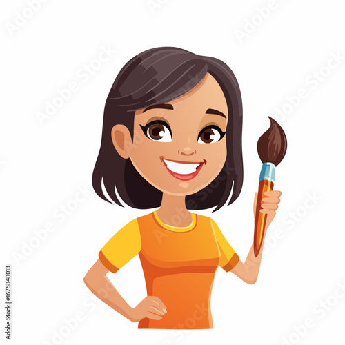 Smiling Creative Woman with Paintbrush