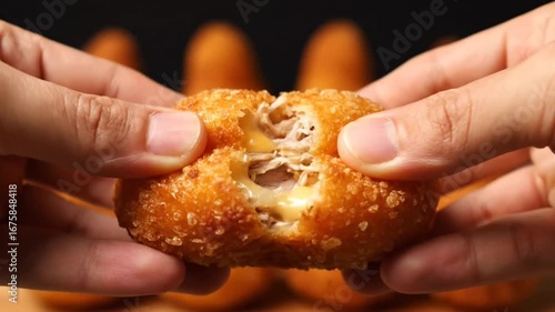  Brazilian Coxinha Chicken Croquettes Golden Fried Traditional Street Food  Coxinha Brasileira de Frango Salgado Frito Tradicional Comida de Rua