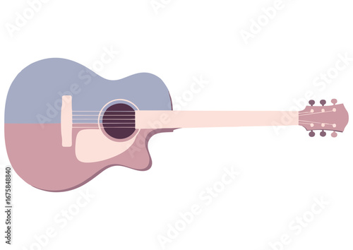 Black silhouette of an acoustic guitar on white background for music and creativity concept

