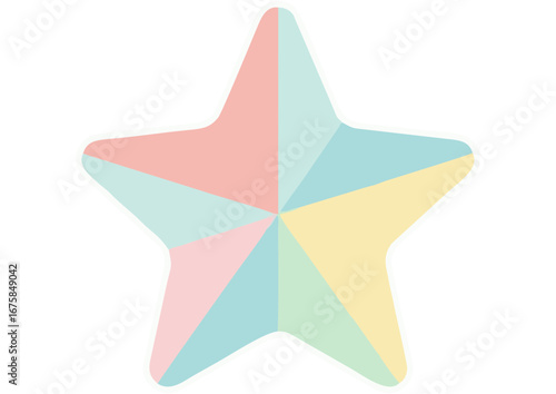 Colorful star illustration, shining symbol, creative design, isolated on white background