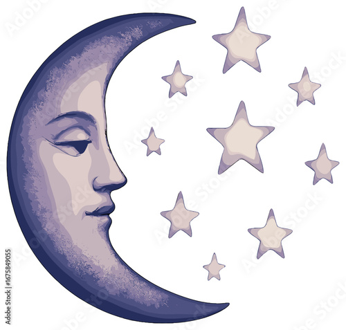 Celestial-themed linear icon set. featuring moon and stars symbols