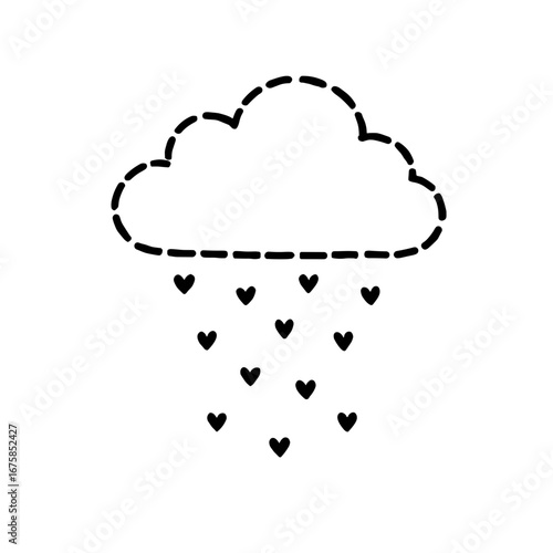 Cloud raining hearts symbolizing emotional affection and love