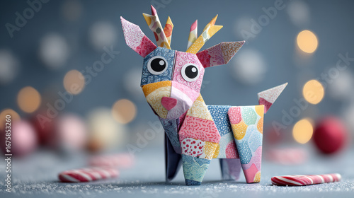 Beautiful colorful unicorn origami paper craft with whimsical design, handmade arts and crafts for decoration, gift, children’s activity, and creative hobby