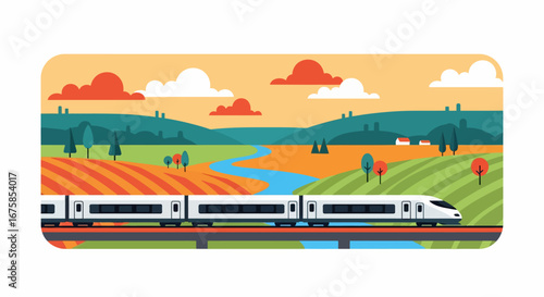 A modern, white high-speed bullet train with a streamlined aerodynamic design traveling on a railway track.