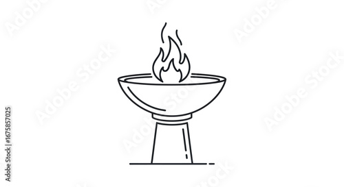 Simple Black and White Illustration of a Burning Torch.