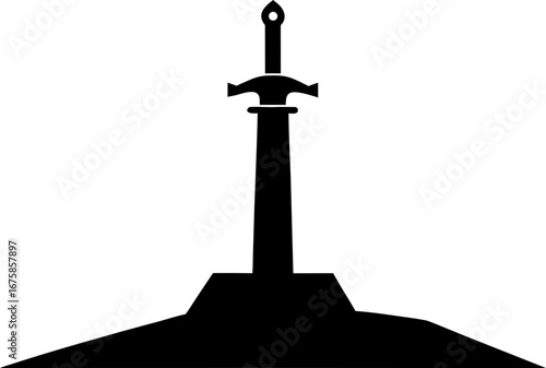 Excalibur The Sword in the Stone Clean Vector Silhouette
