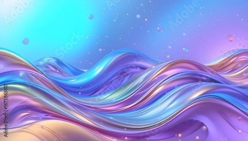 Abstract 3D Iridescent Background with Flowing Waves Texture