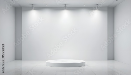 Minimal White Gradient Studio with Product Display Podium