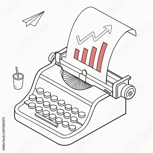 typewriter, retro, vintage, writing, illustration, art, graphic design