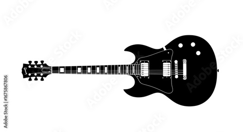 Black Double-Cutaway Electric Guitar Silhouette.