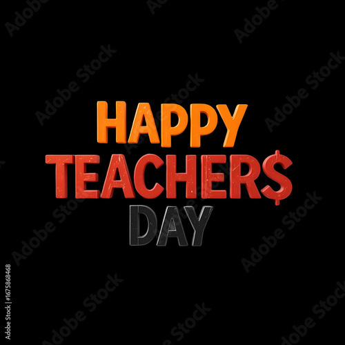 Happy Teacher’s Day Bold PNG – Modern Orange & Red Typography