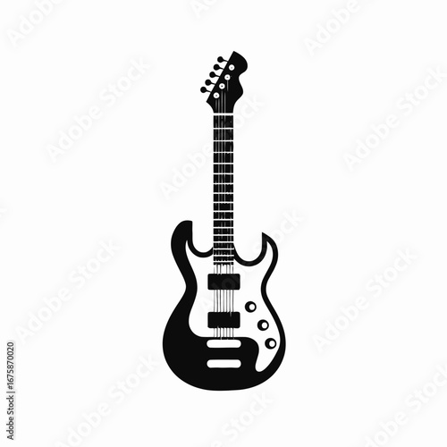 Powerful electric guitar music instrument artistic creative black graphic design silhouette