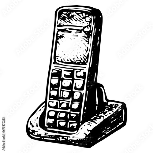 Vintage Mobile Phone Illustration for Retro Communication Gear