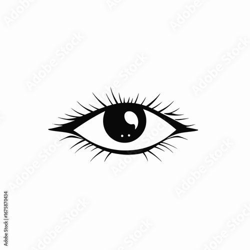 Striking, graphic eye icon conveys vision, perception, and insight in silhouette
