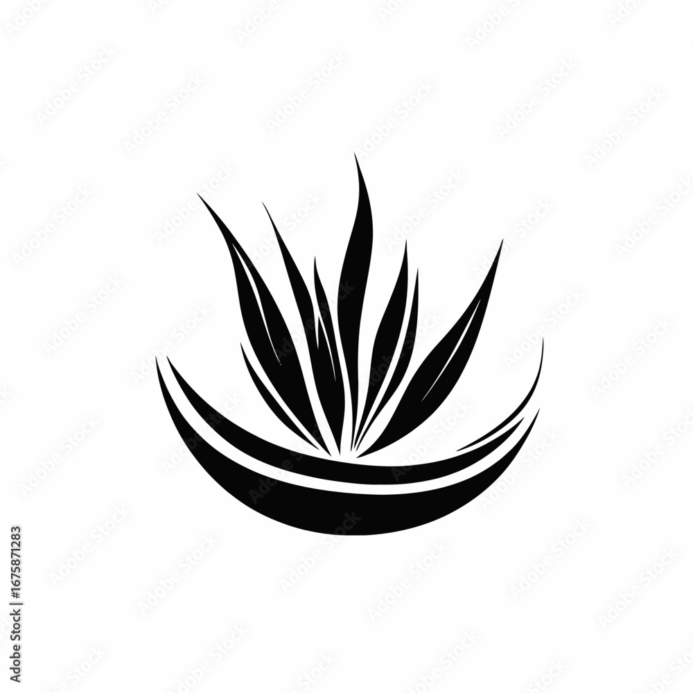 Obraz premium Abstract floral arrangement in minimalist black and white elegant leaf silhouette