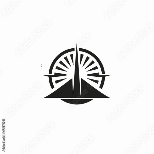 Abstract circular emblem with triangular shapes creates a minimalist silhouette