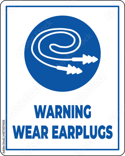 Safety Sign Indicating the Need for Earplugs in Noisy Environments