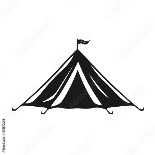 Vintage big top circus tent with flag design vector illustration silhouette