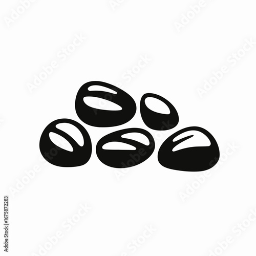 Pile of smooth, round stones simple graphic in black and white silhouette