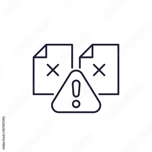 data corruption icon, corrupted files error line design on white