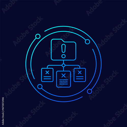 data corruption and file errors icon, linear design