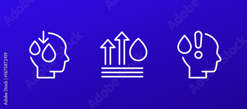 dehydration and water level line icons