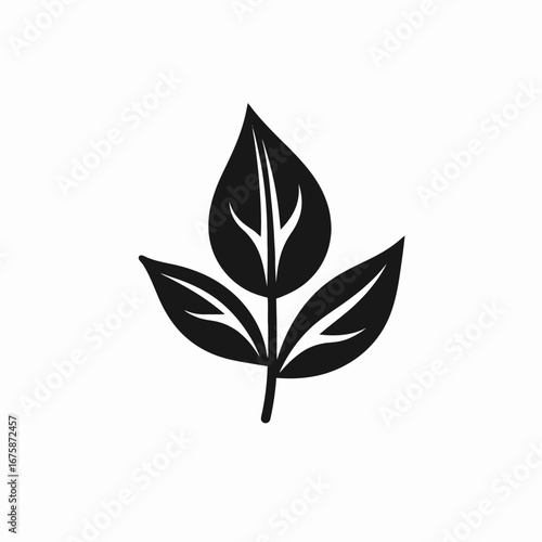 Simple three leafed plant artwork nature oriented logo vector silhouette