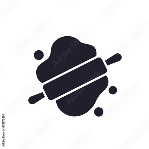 dough and rolling pin icon on white