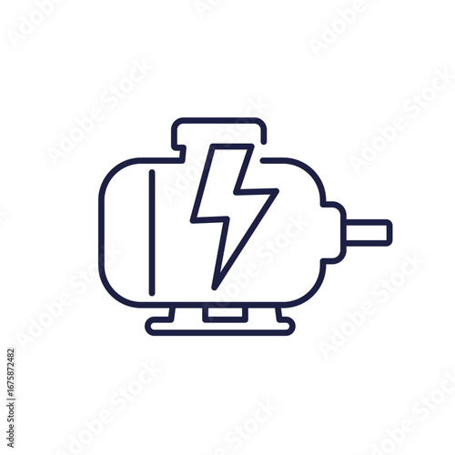 electric motor icon, line design on white