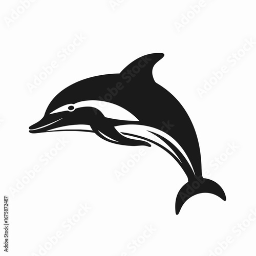 Graceful dolphin jumping playfully marine life oceanic graphic design silhouette