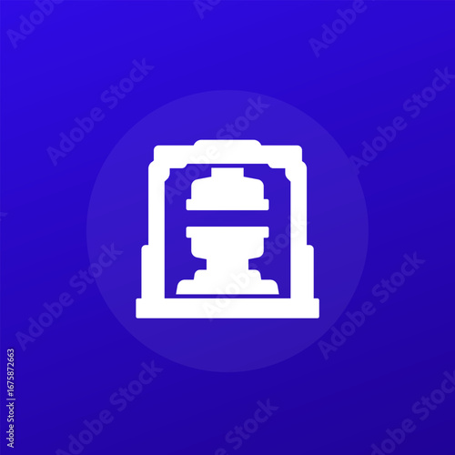 Injection molding machine icon, industrial press vector
