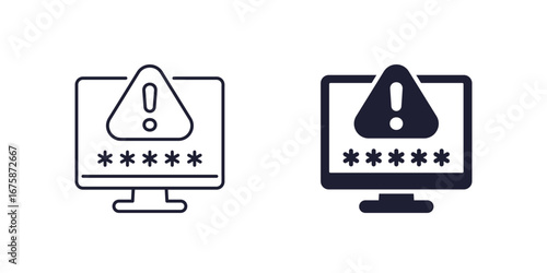 password warning icon, line and solid design