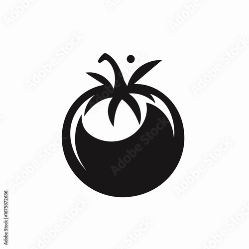 Striking tomato emblem showing freshness and minimal design as a vector silhouette