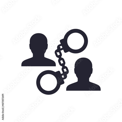 Prisoners icon with handcuffs and people