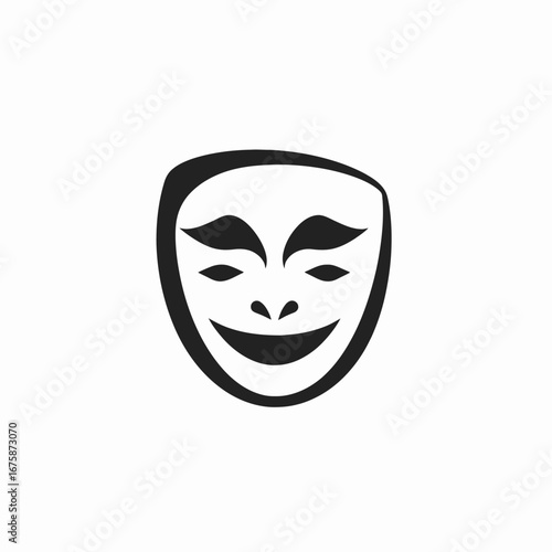 Minimalist happy mask revealing artistic symbolic theatrical emotions face expression silhouette