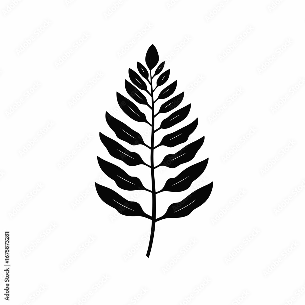 Fototapeta premium Bold botanical illustration of a fern frond in black silhouette