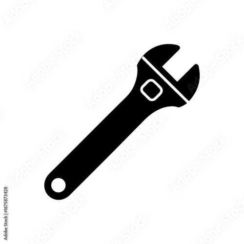 adjustable wrench black silhouette vector icon