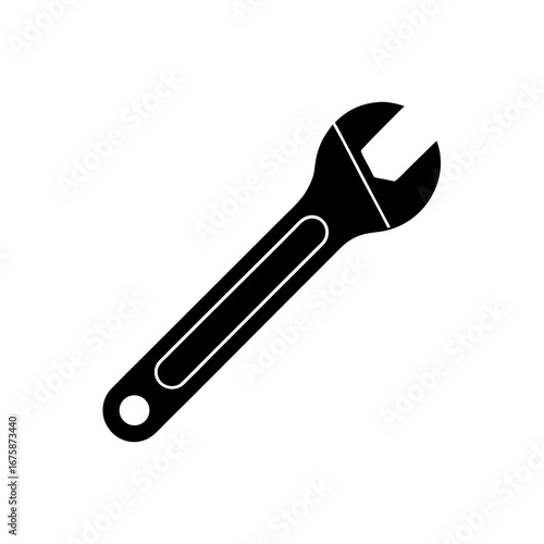 adjustable spanner silhouette tool vector icon