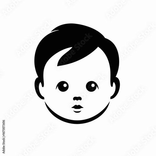 Adorable baby face with innocent eyes and soft features silhouette