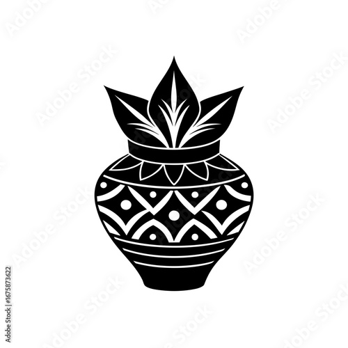 boho decorative pot silhouette abstract vector