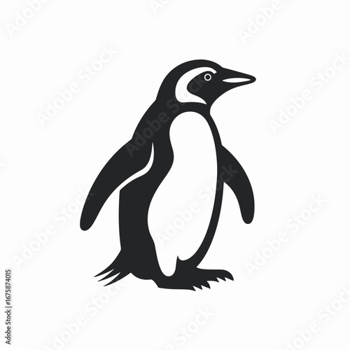 Majestic Magellanic penguin stands tall, captured in a striking black silhouette