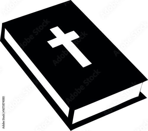 Bible holy book with cross flat vector icon