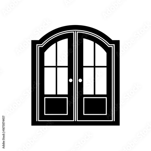 double french doors silhouette icon vector