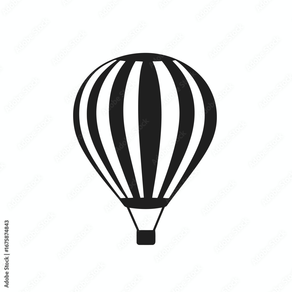 Obraz premium Simple striped hot air balloon vector icon graphic isolated silhouette
