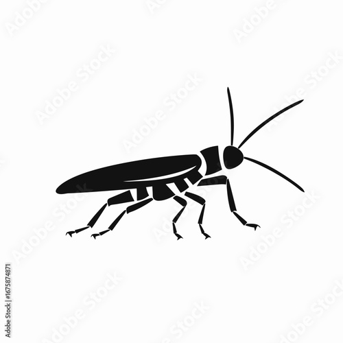 Graphic bold cockroach insect with simple design vector illustration silhouette