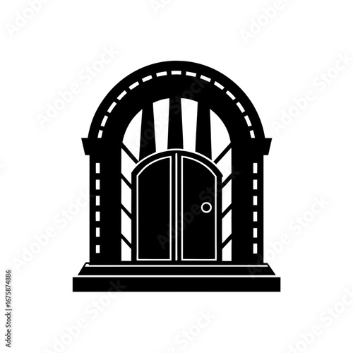 heavy steel factory door silhouette vector icon